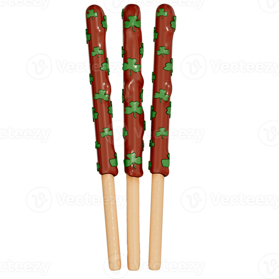 St. Patrick's day dessert Biscuit sticks on transparent background, 3D Rendering png