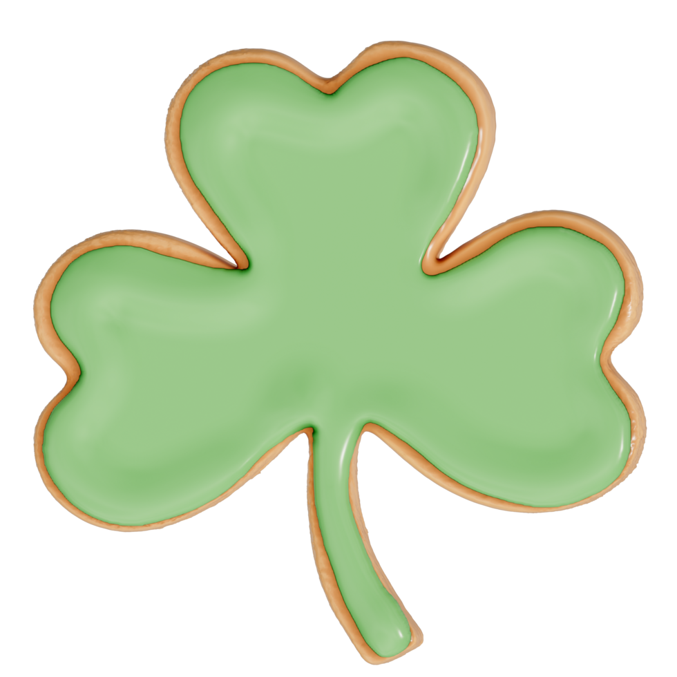St. Patrick's Day dessert Chocolate Mint Shamrock cookies on transparent background, 3D Rendering png