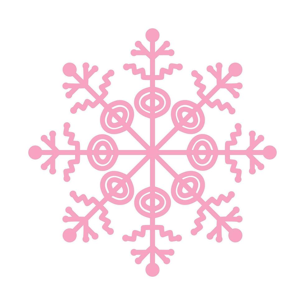 Pink snowflake. Christmas design. Vector illustration isolated on white background