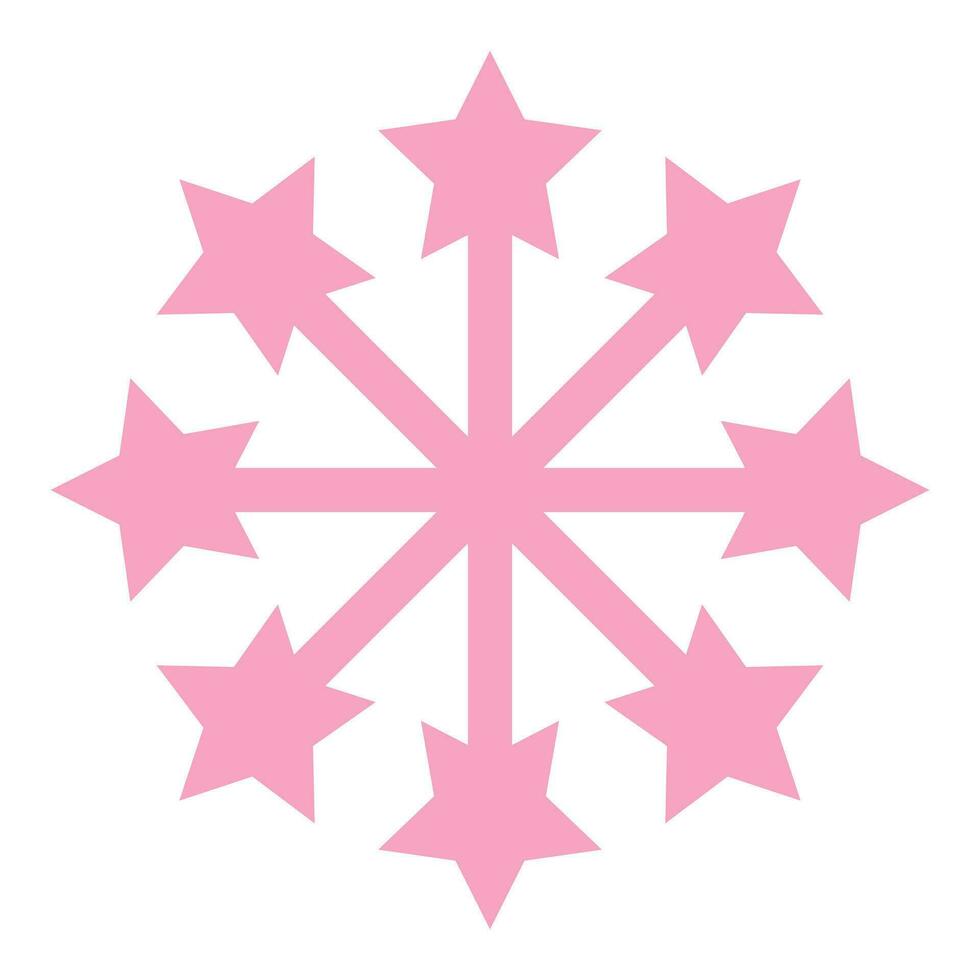 Pink snowflake. Christmas design. Vector illustration isolated on white background