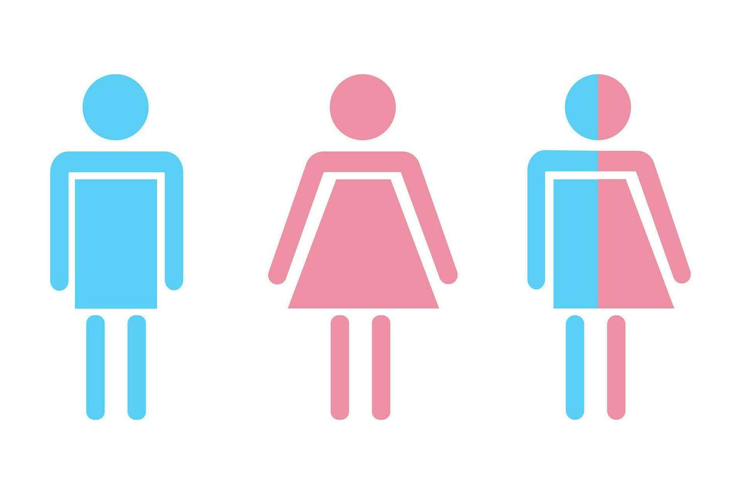 Male, female and transgender symbol. Gender icons in pink and blue colors. Flat vector illustration.