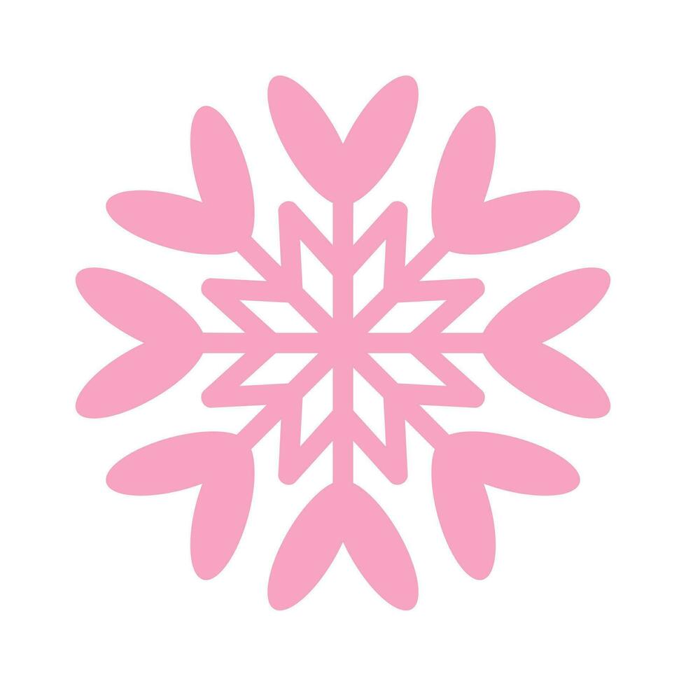 Pink snowflake. Christmas design. Vector illustration isolated on white background