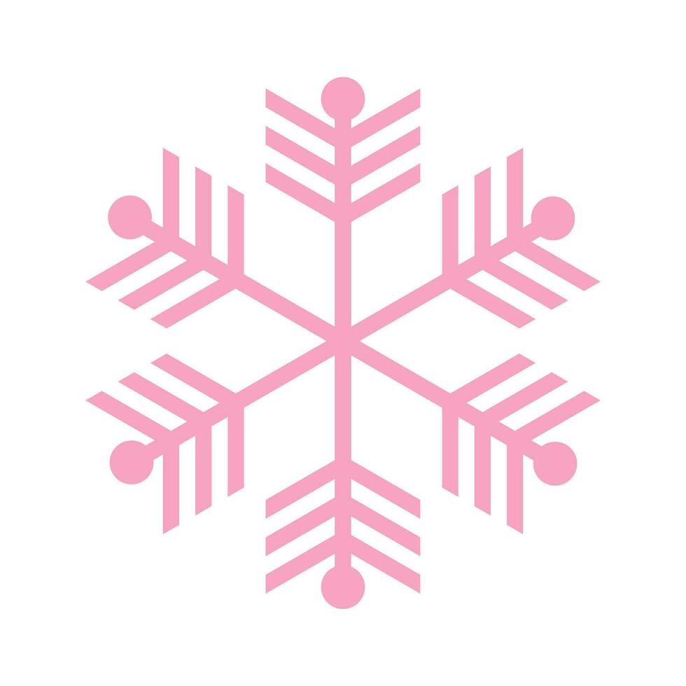 Pink snowflake. Christmas design. Vector illustration isolated on white background