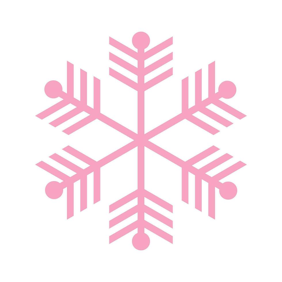 Pink snowflake. Christmas design. Vector illustration isolated on white background