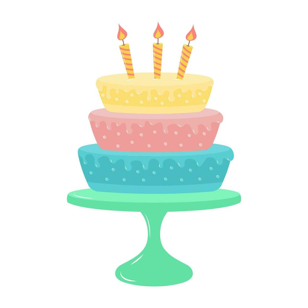 cumpleaños pastel con velas vistoso pastel delicioso postre. vector