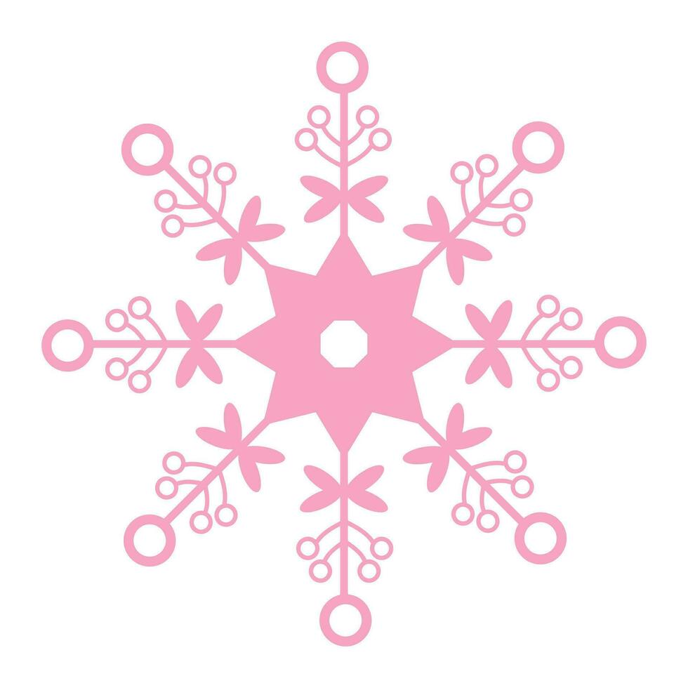 rosado copo de nieve. Navidad diseño. vector ilustración aislado en blanco antecedentes