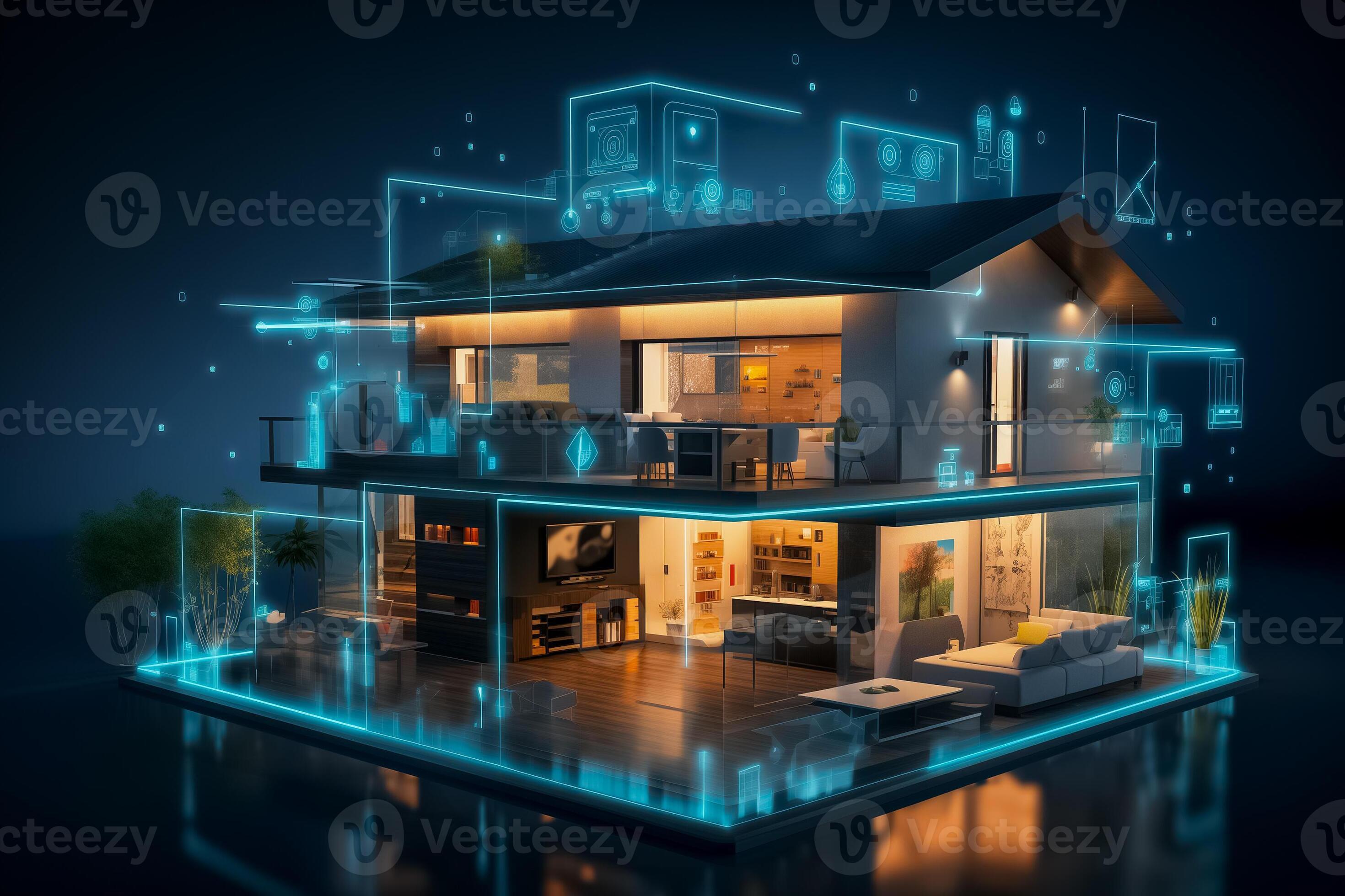 AI generated Smart Home Automation Interface at Night 36088728 Stock ... Circuit Diagram