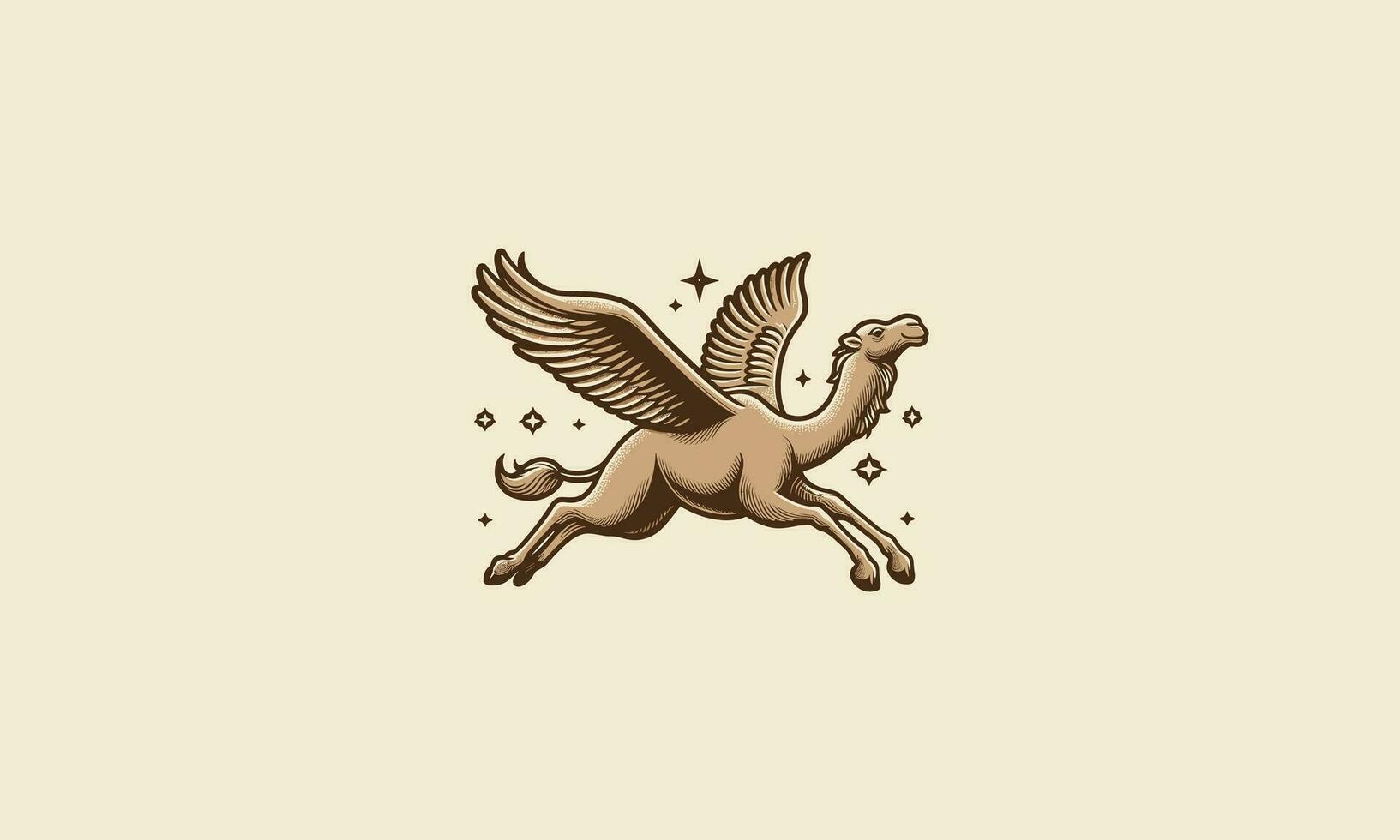 camel flying vector illustration mascot flat design