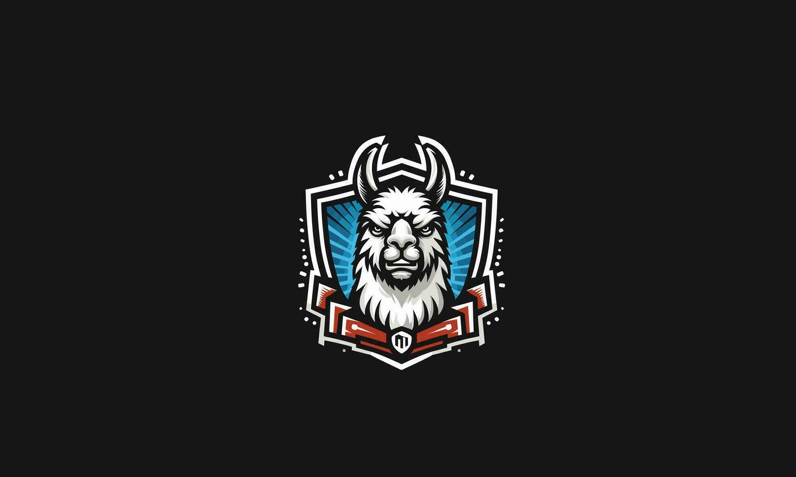 head lama with shield vector illustration logo design