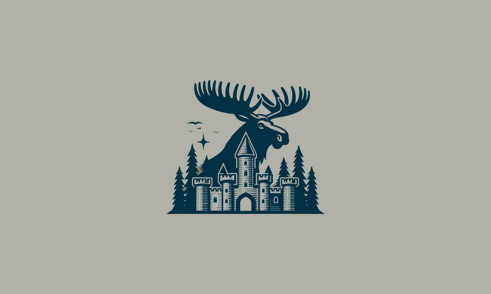 moose on castle vector illustration flat design