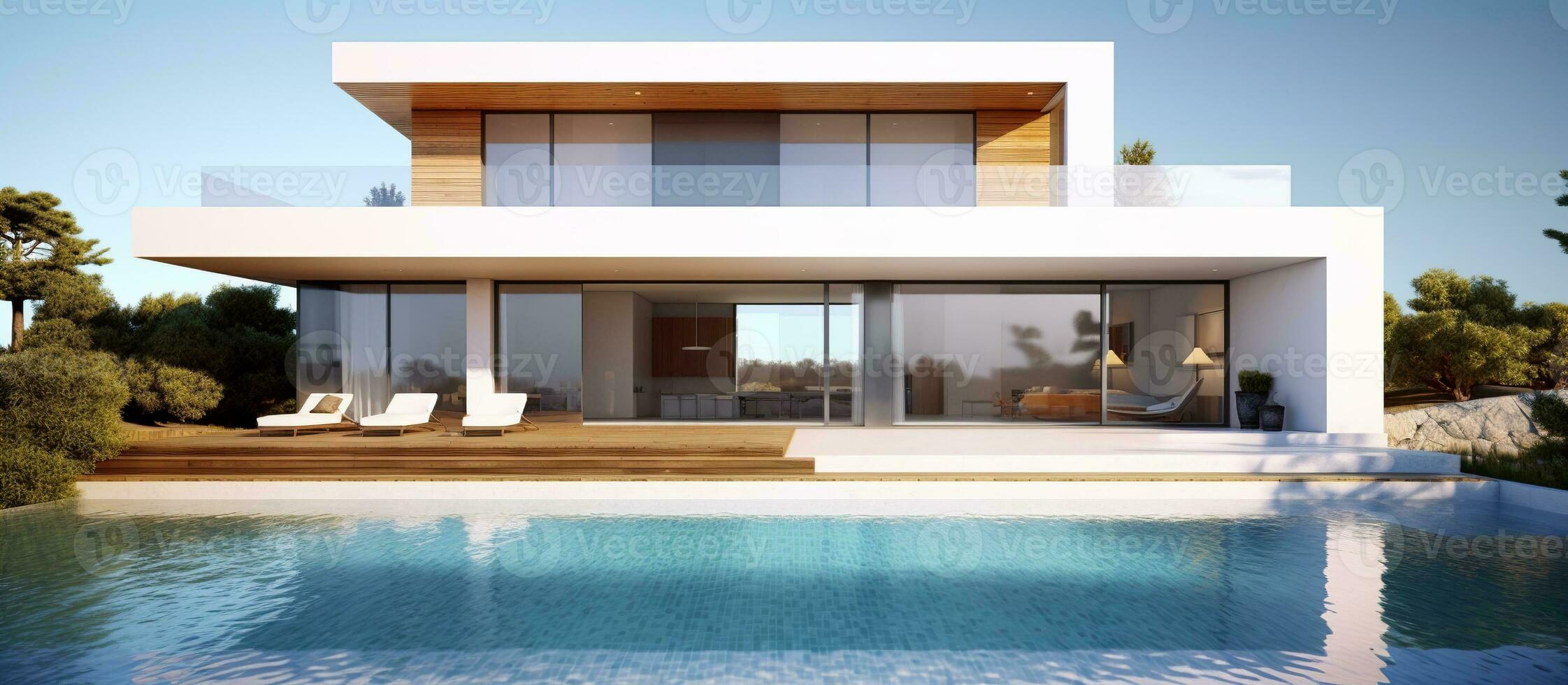 AI generated Modern house with pool photo