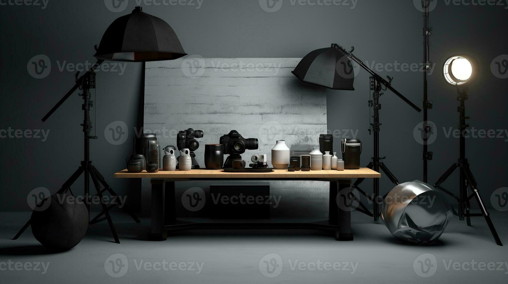 Gray background for product presentation with beautiful lights and shadows photo