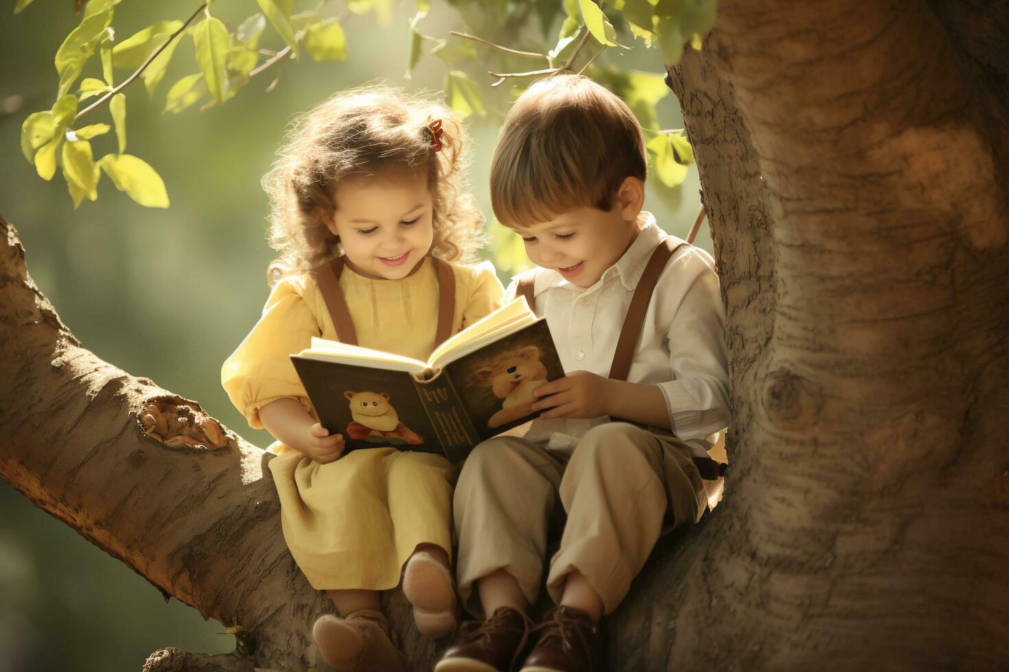 AI generated Adorable Reader Child Bookworm's Charm photo