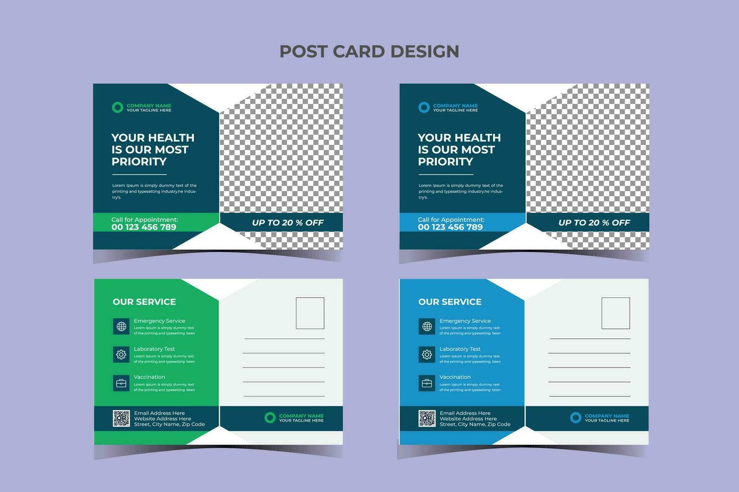 Medical Post card Template Design vector