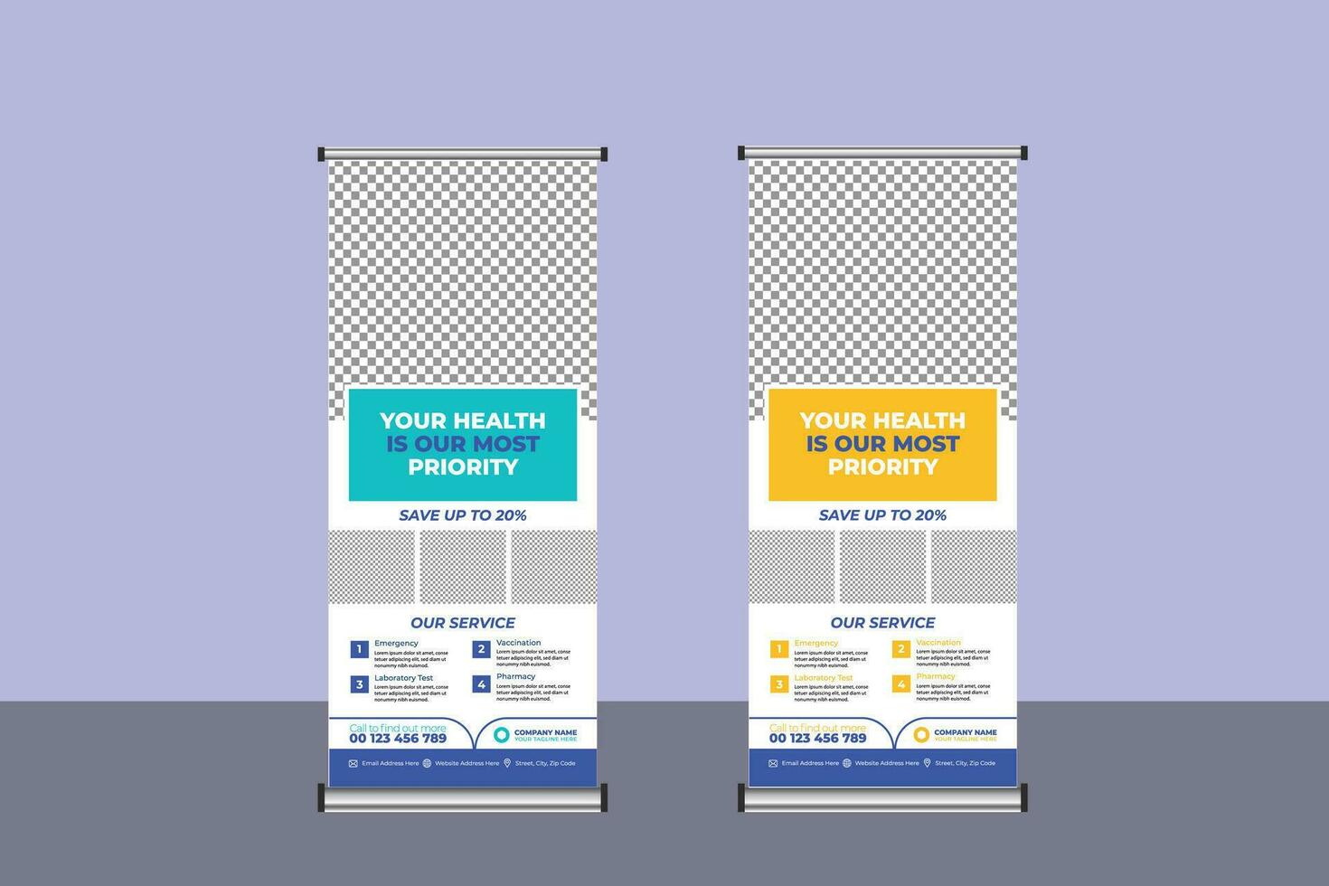 Medical Roll Up Banner Template vector