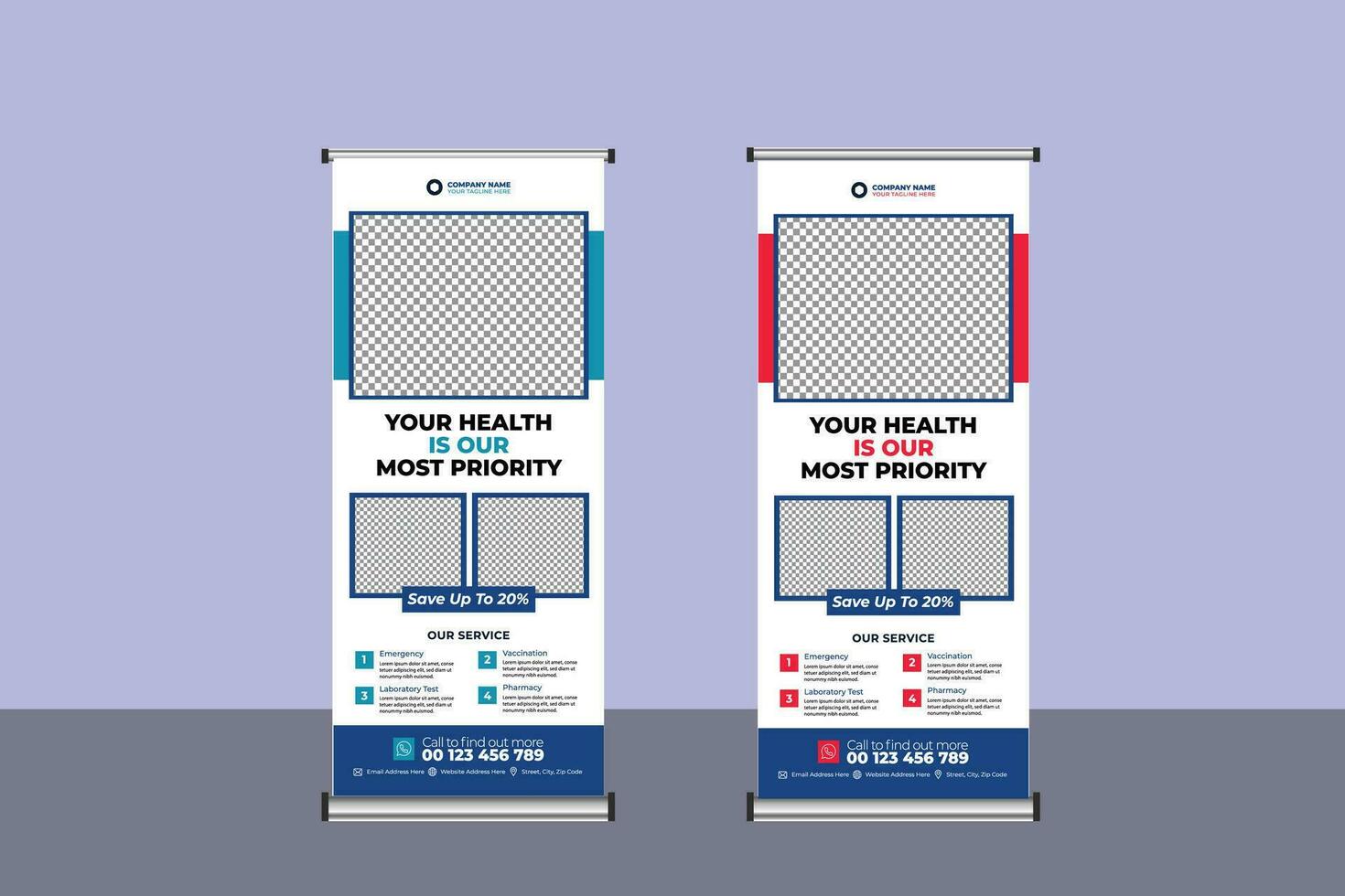 Medical Roll Up Banner Template vector