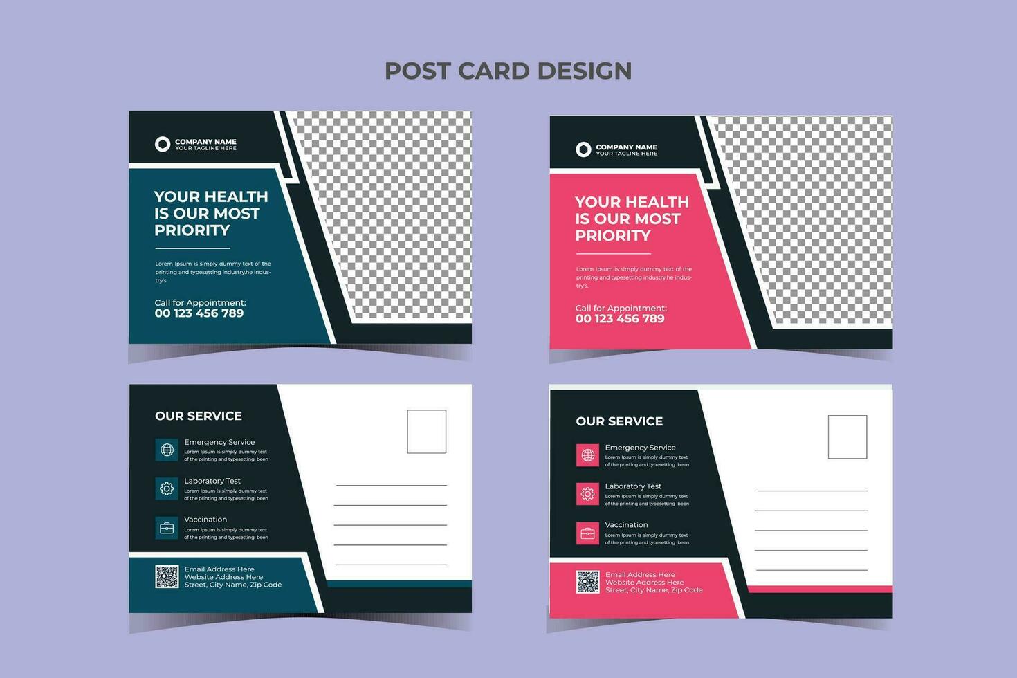 Medical Post card Template Design vector
