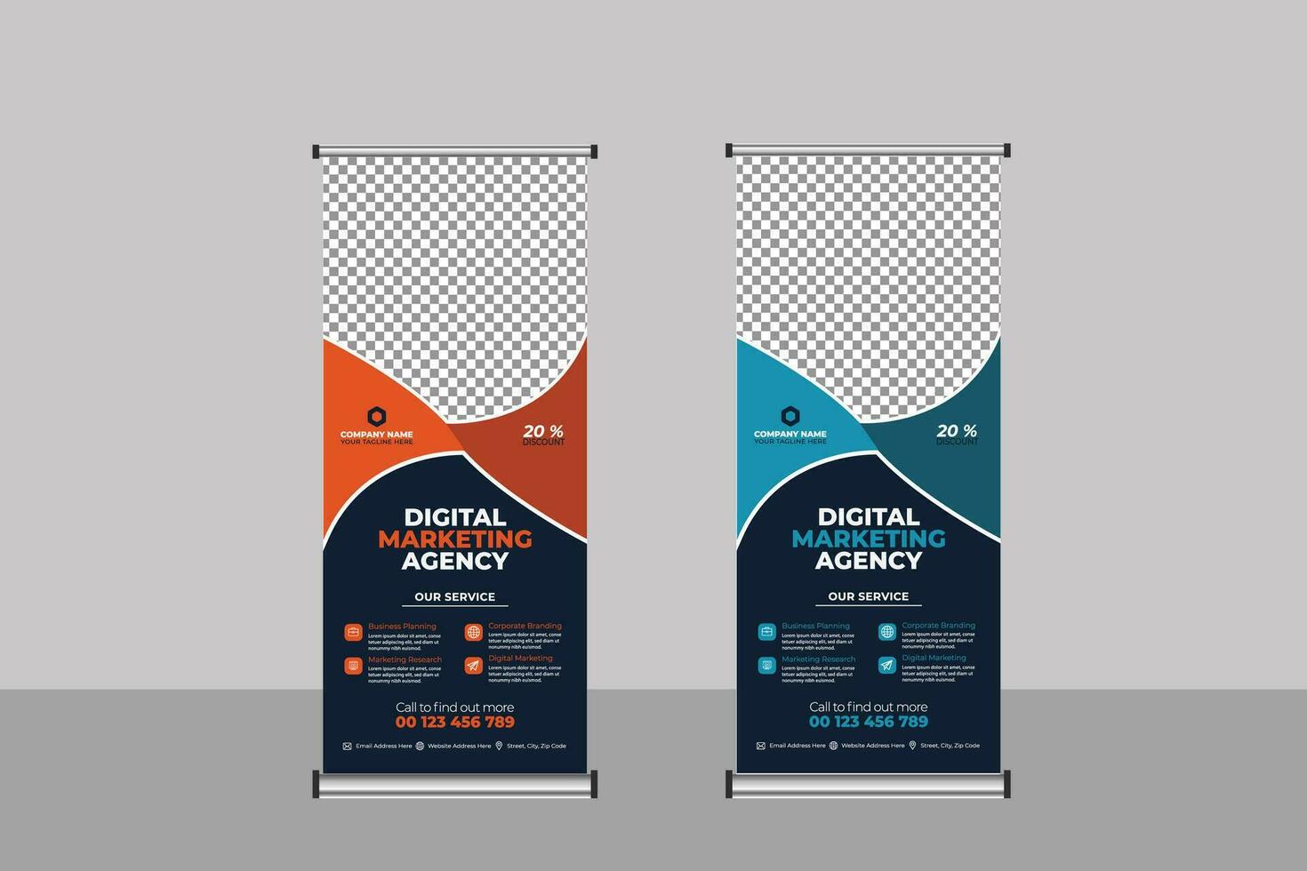 Roll Up Banner Design Business Template vector