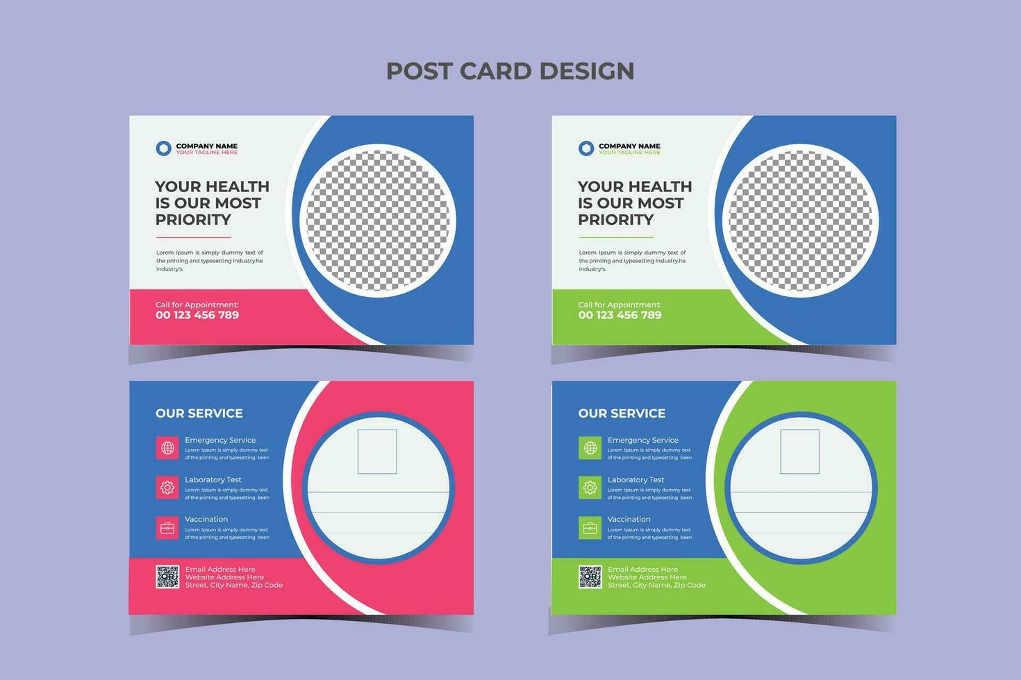 Medical Post card Template Design vector