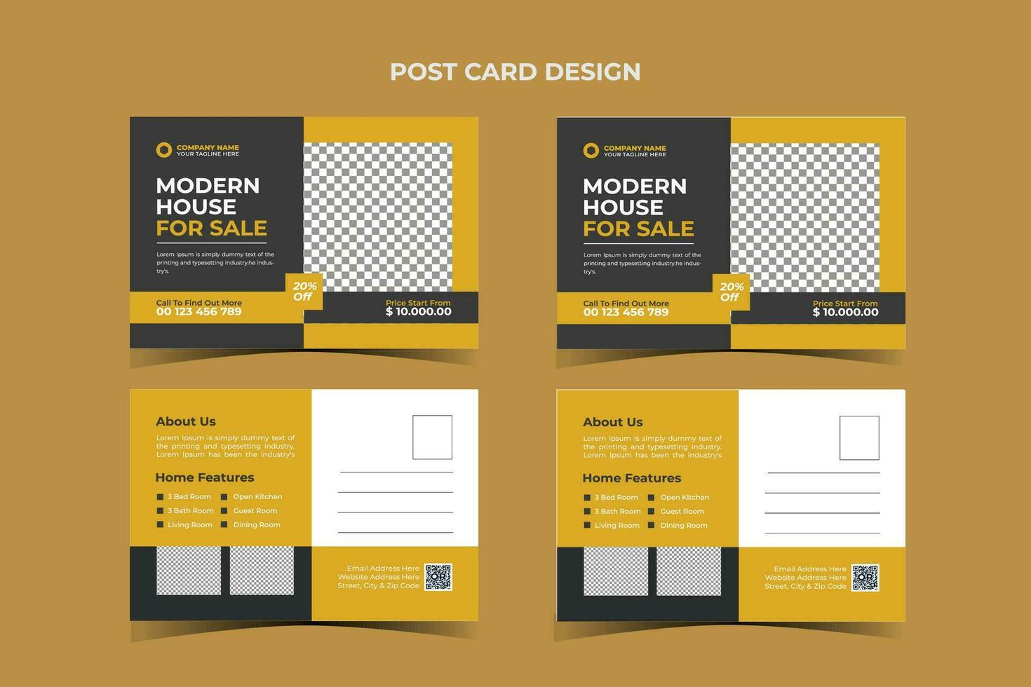 Real Estate Post card Template Design vector