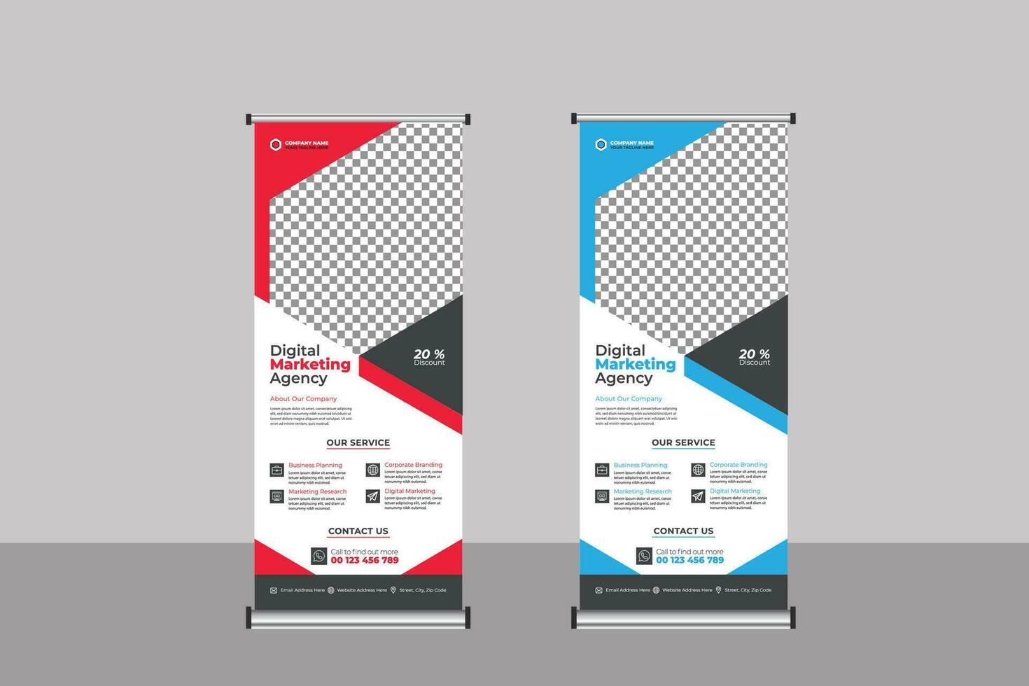 Roll Up Banner Business Template vector