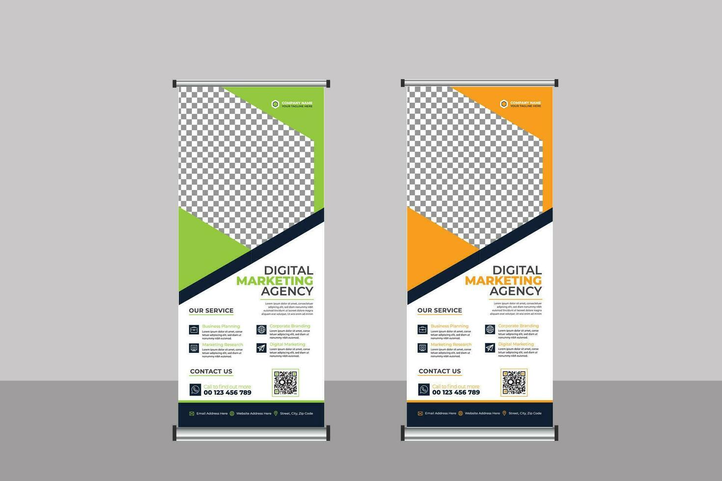 Roll Up Banner Business Template vector