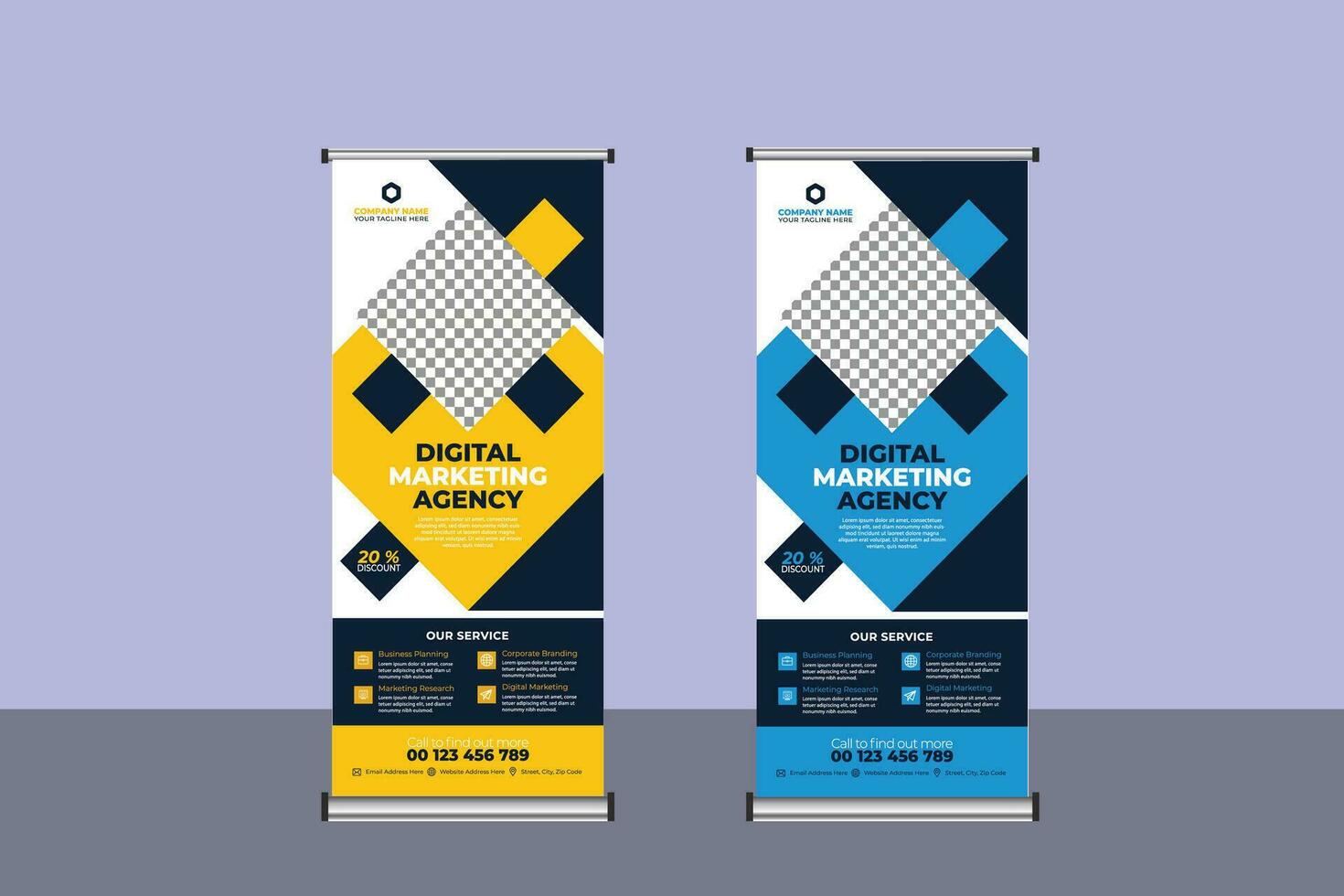 Roll Up Banner Business Template vector
