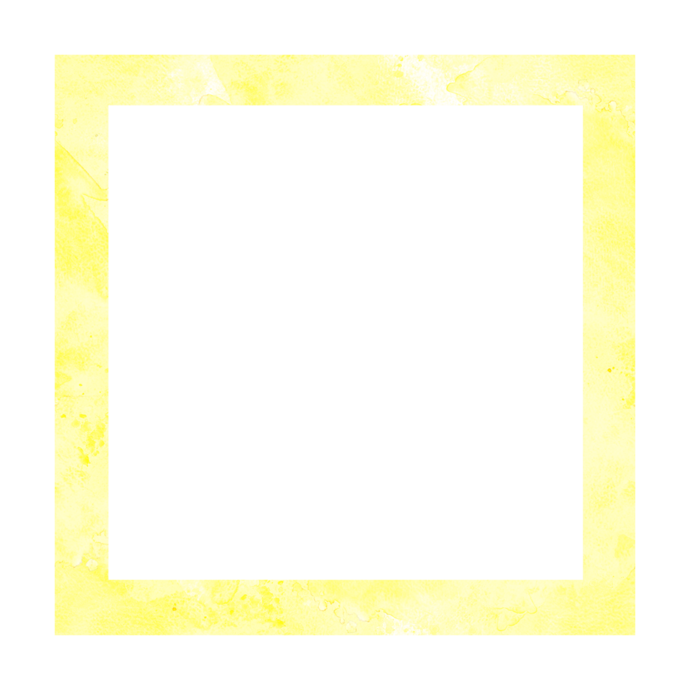 Watercolor square frame yellow splashes Hand painted illustration. Abstract yellow spots and splashes background Universal base template for your design of card, label, invitation. png