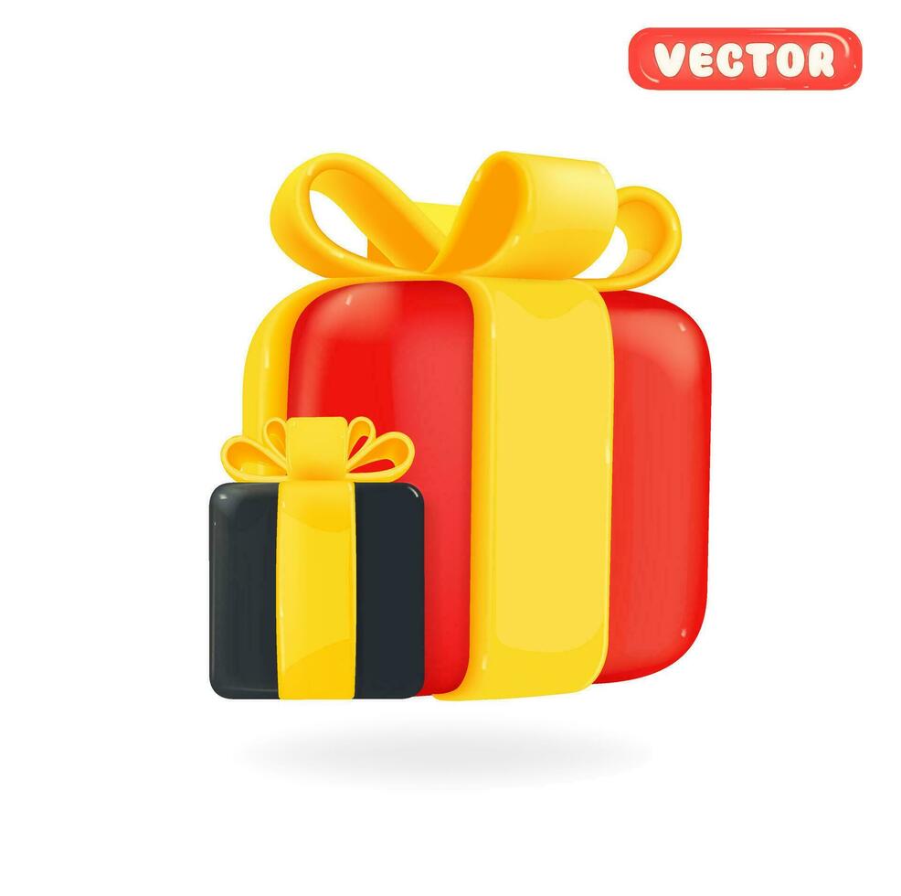 Gift boxes with yellow bows. Icons of two gift boxes. Vector illustration EPS10.