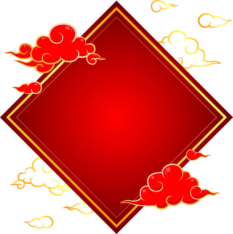 red golden new year china frame border card design png