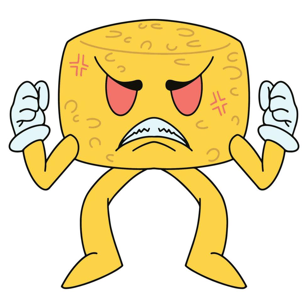 Angry Cute Cheese Cartoon illustration vector