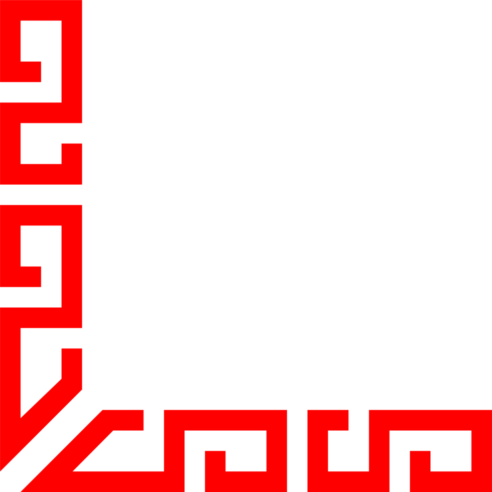 red line corner china border pattern for decoration frame asia culture design png