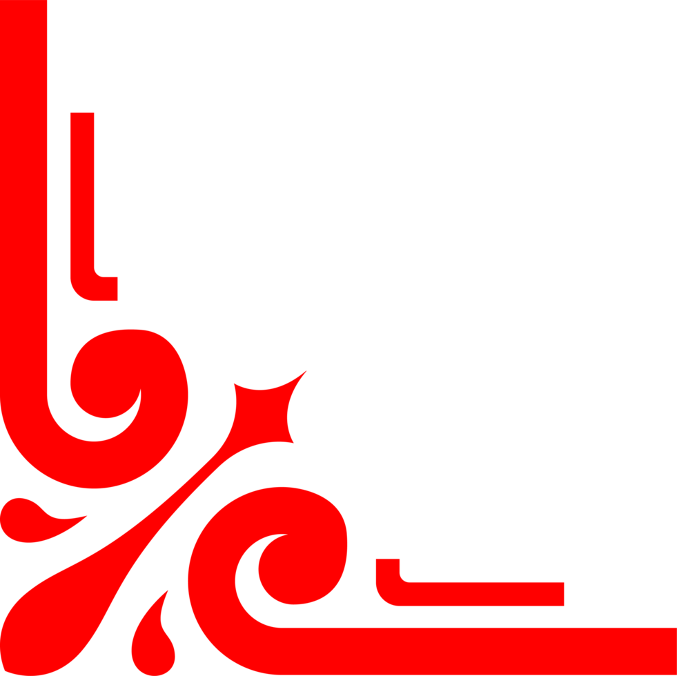 red line corner china border pattern for decoration frame asia culture design png
