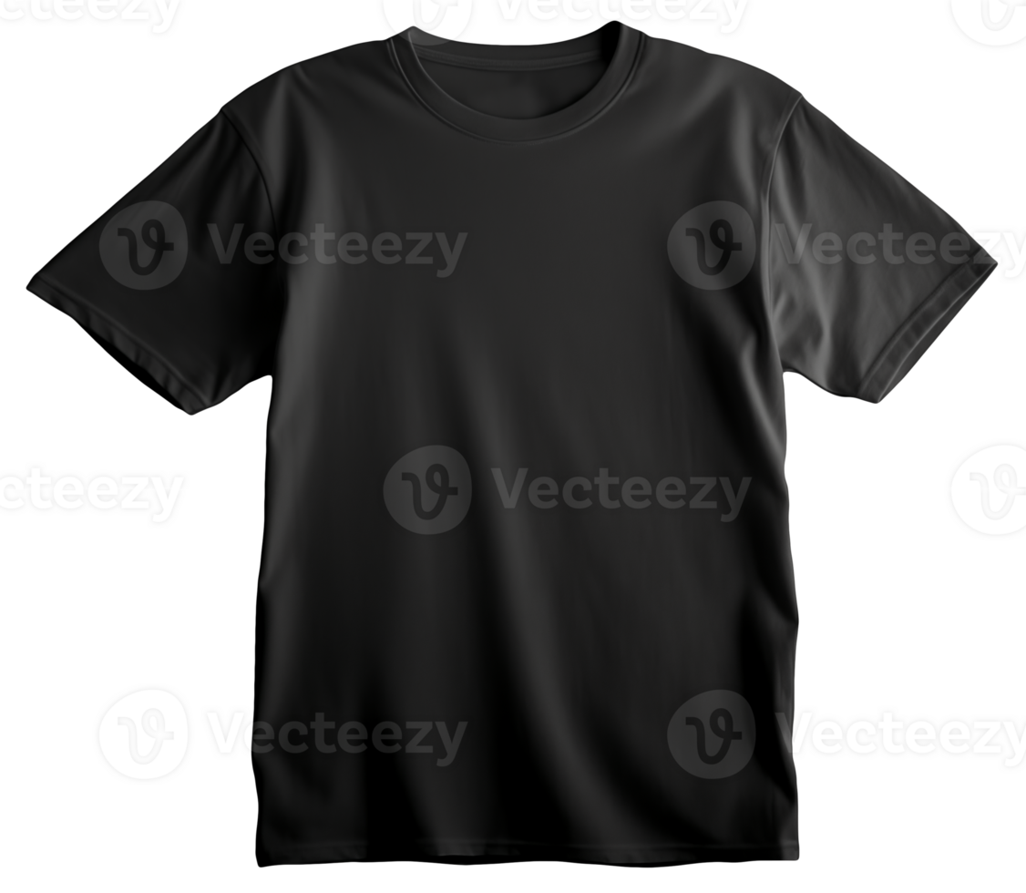 AI generated Crisp Canvas Frontal Elegance of the Isolated Black T-Shirt png