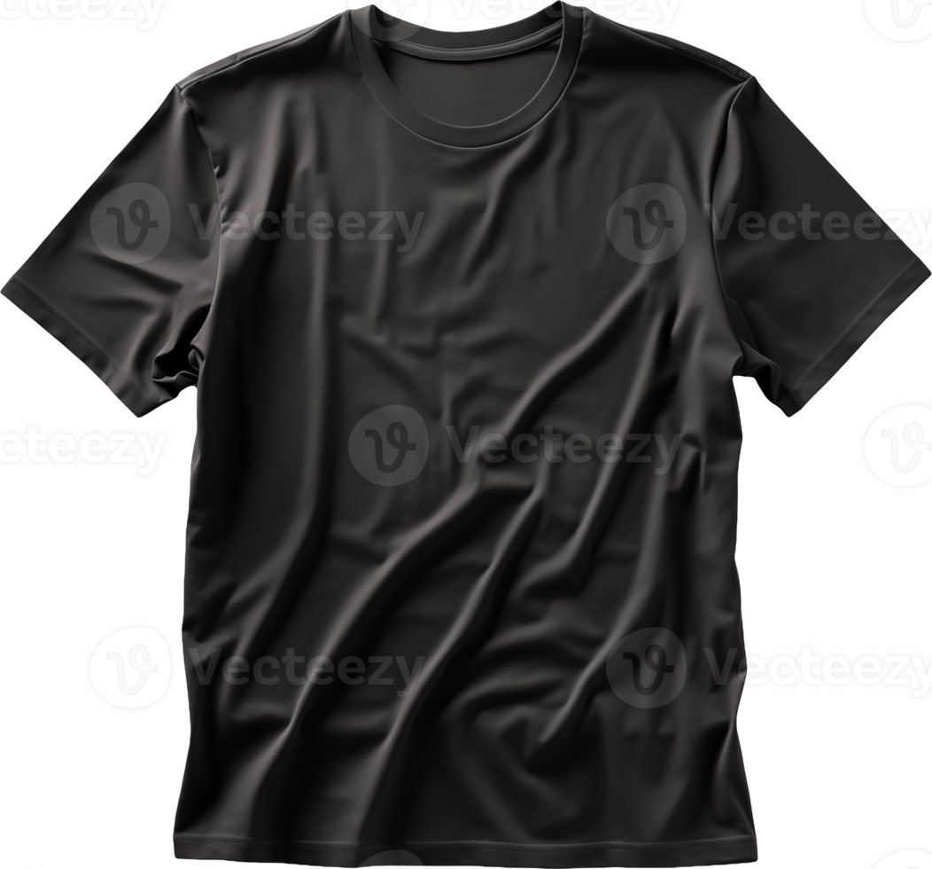 AI generated Crisp Canvas Frontal Elegance of the Isolated Black T-Shirt png