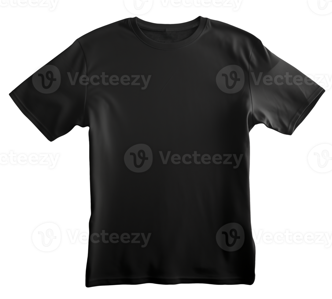 AI generated Crisp Canvas Frontal Elegance of the Isolated Black T-Shirt png