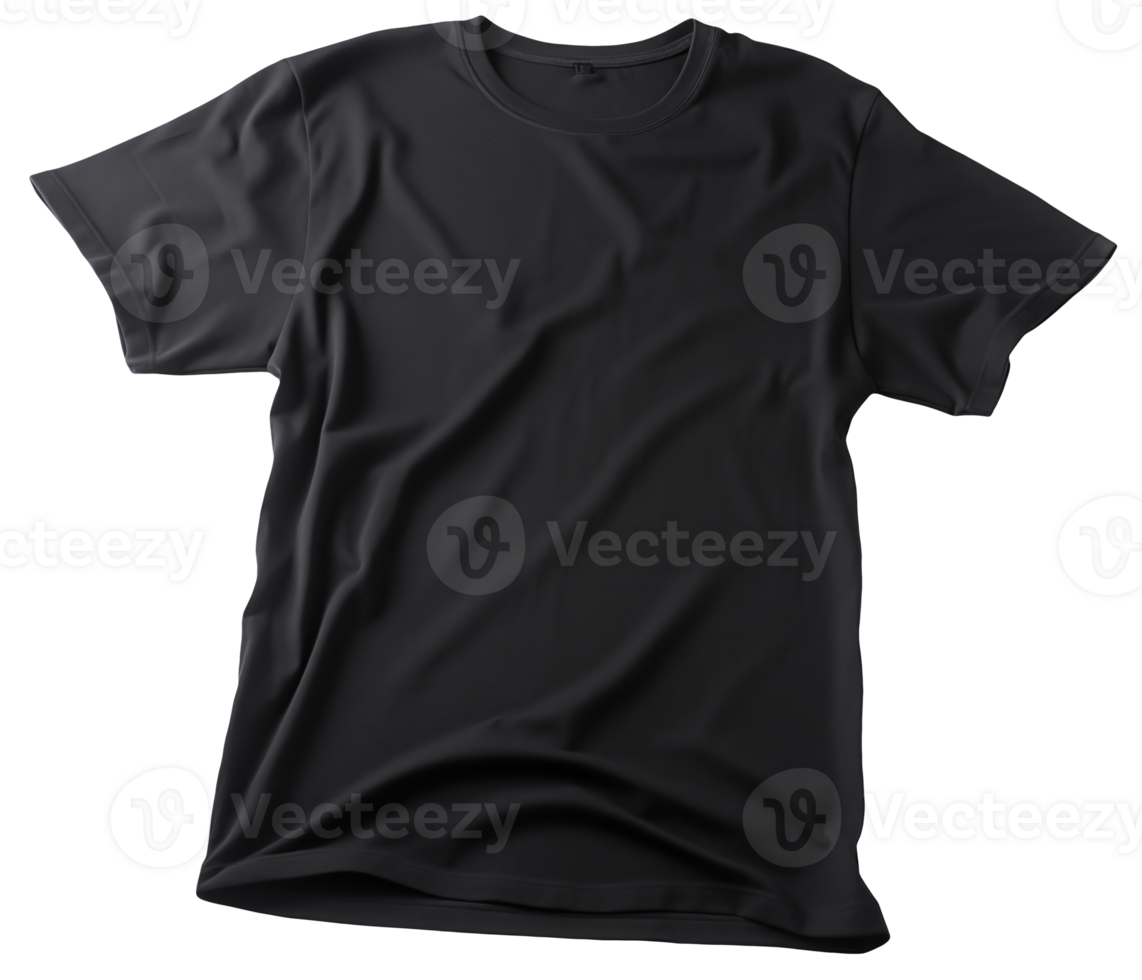 AI generated Crisp Canvas Frontal Elegance of the Isolated Black T-Shirt png