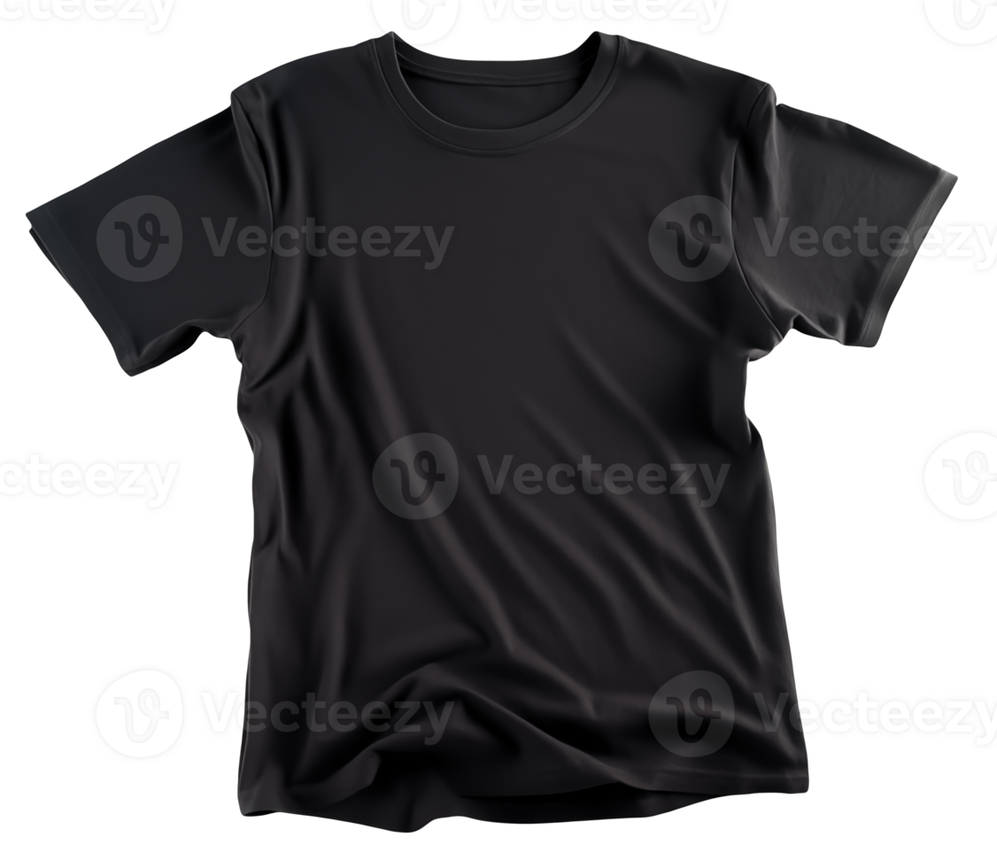 AI generated Crisp Canvas Frontal Elegance of the Isolated Black T-Shirt png