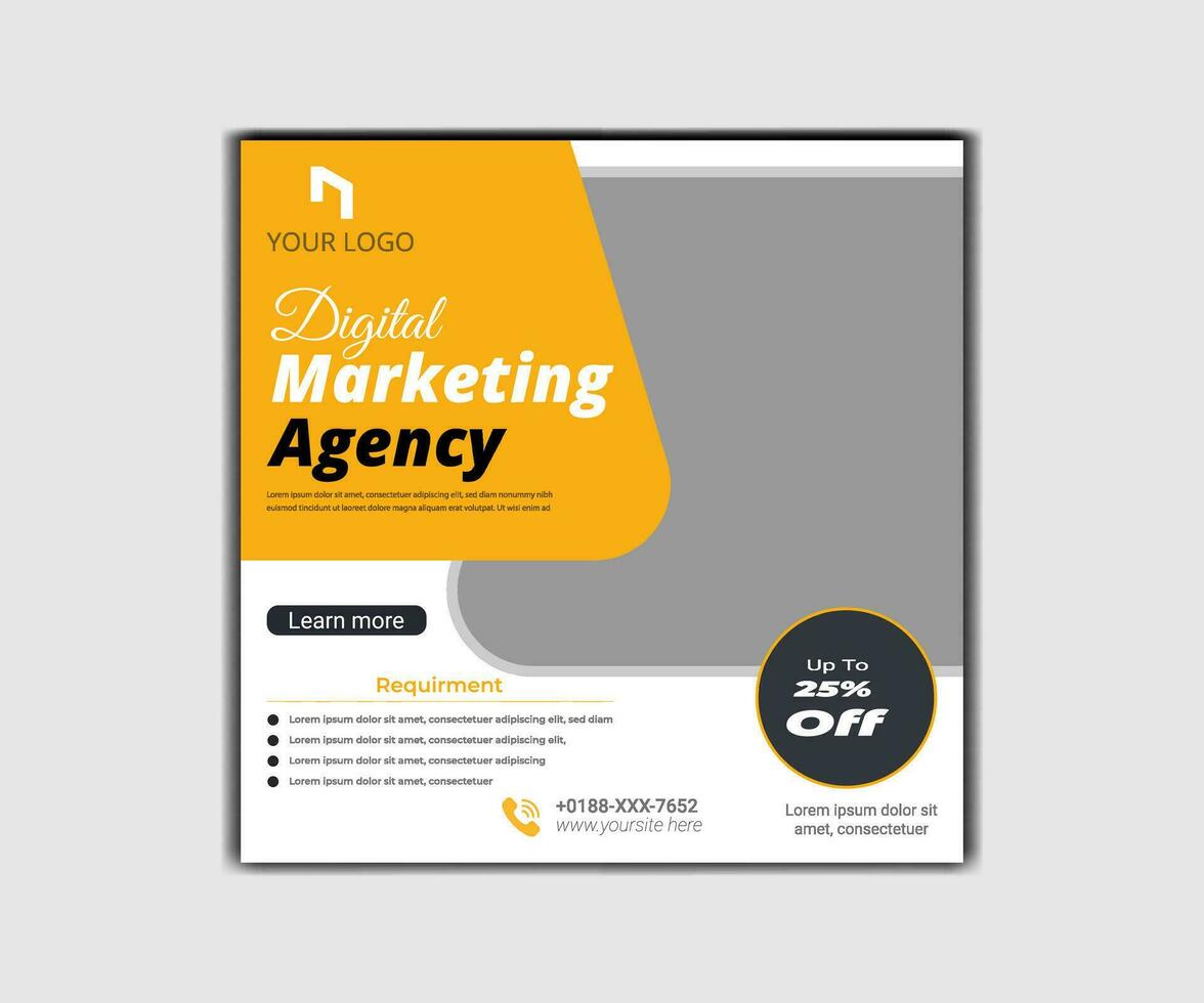 Business marketing agency promotion social media post template. Editable square banner design vector