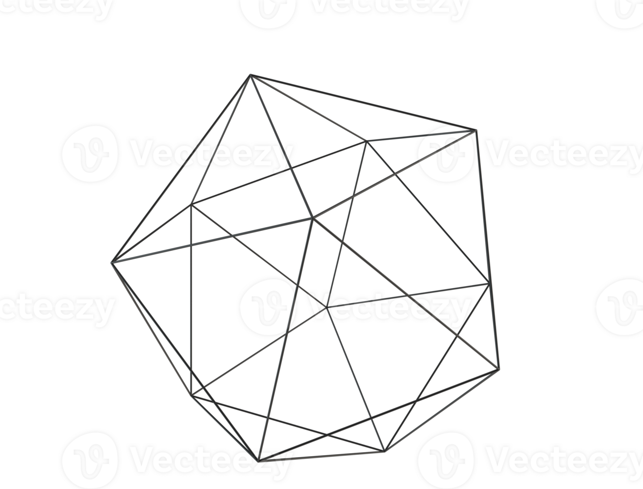 Polygonal mesh wireframe abstract 3d shape png
