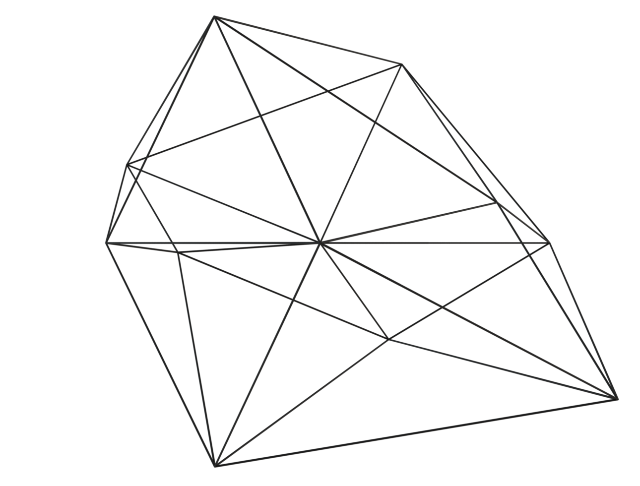 Polygonal mesh wireframe abstract 3d shape png