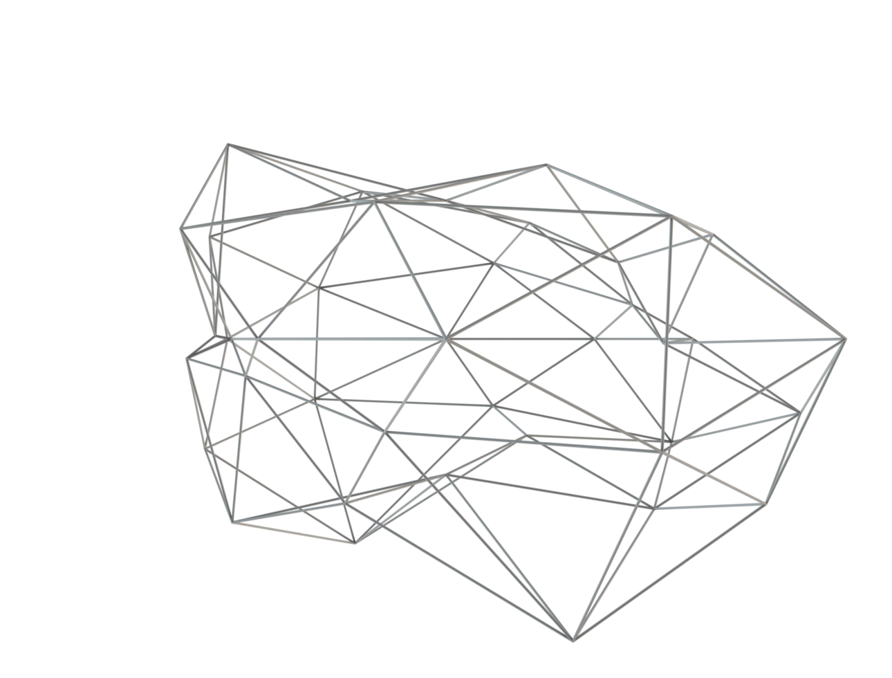 Polygonal mesh wireframe abstract 3d shape png