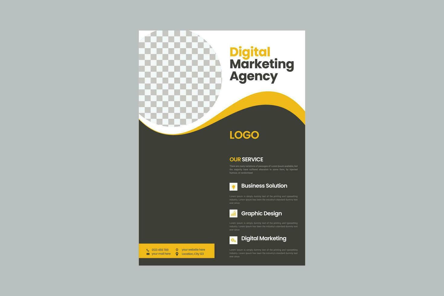 Corporate business, digital marketing agency flyer Brochure design, cover modern layout, annual report, poster, flyer in A4 template vector