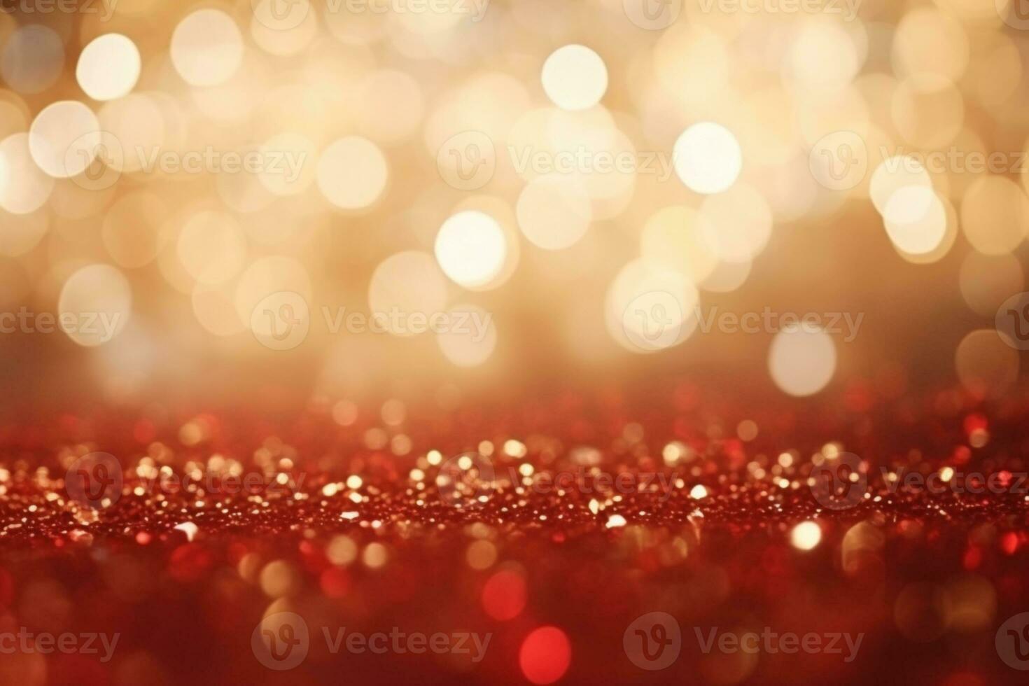 AI generated Red and golden christmas particles and sprinkles for a holiday celebration like christmas or new year. shiny golden lights. wallpaper background photo