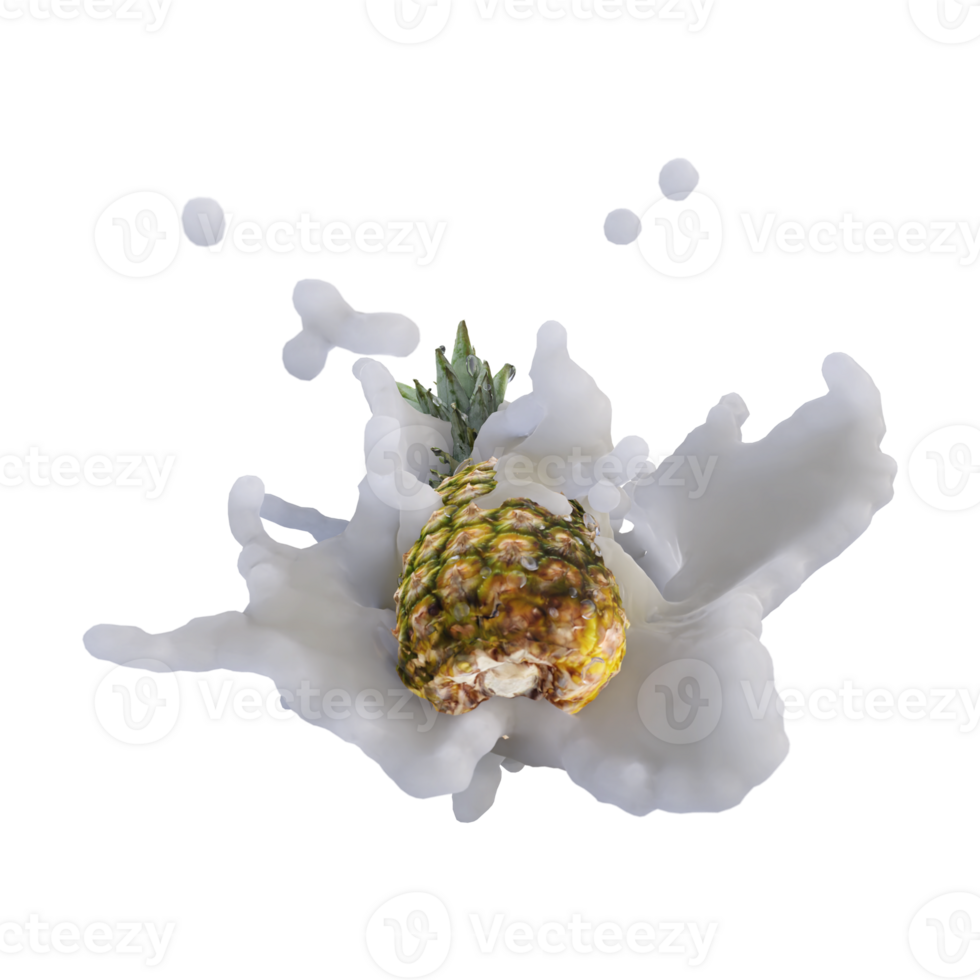 Realistic 3D render of Pineapple Fruit best for commercial and Design purpose png