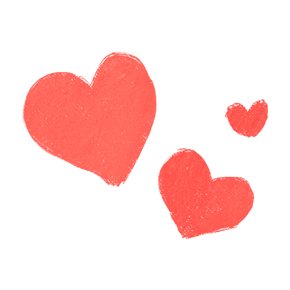 hand painted red hearts on a transparent background png