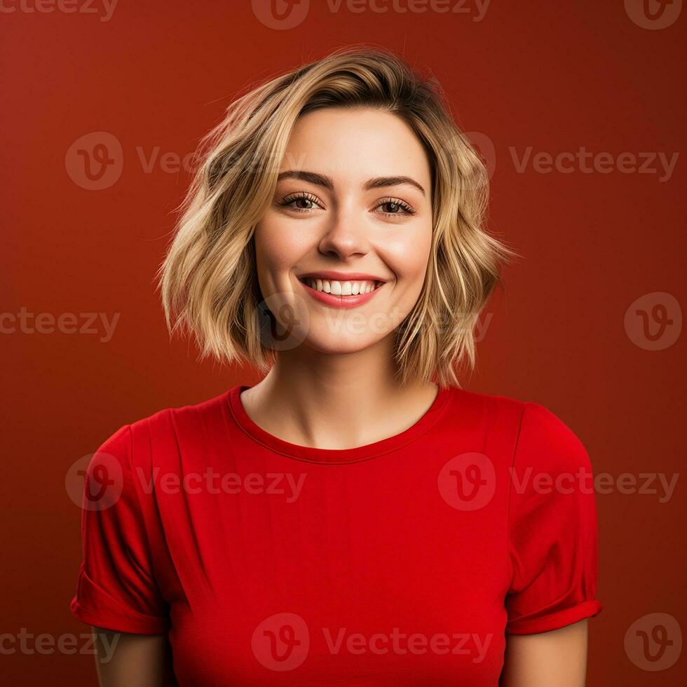 AI generated Portrait of a beautiful young woman posing on isolated background generative AI photo