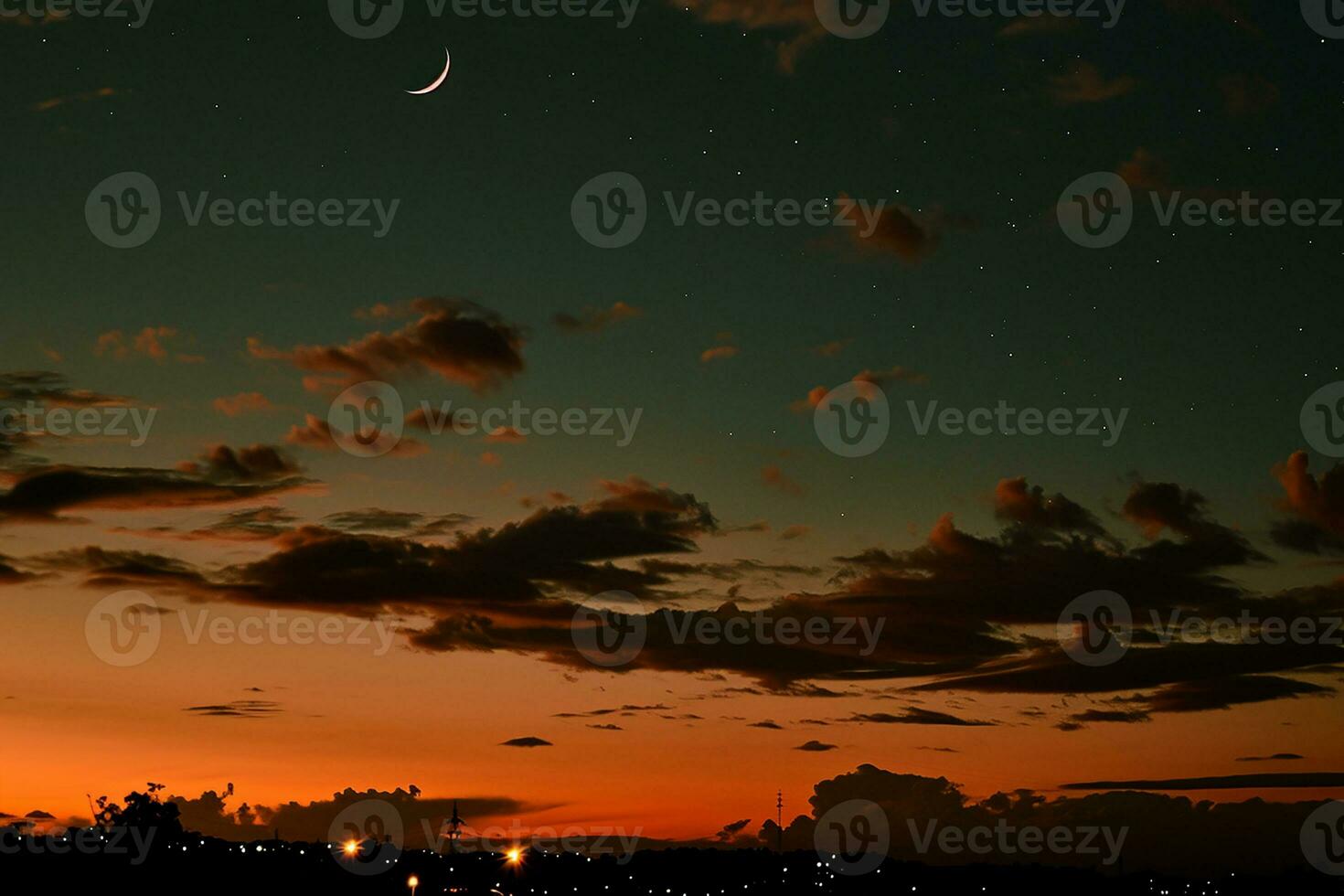 AI generated a night sky with clouds and a crescent photo