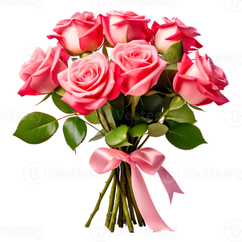 AI generated Bouquet of Pink Roses Isolated on Transparent Background png