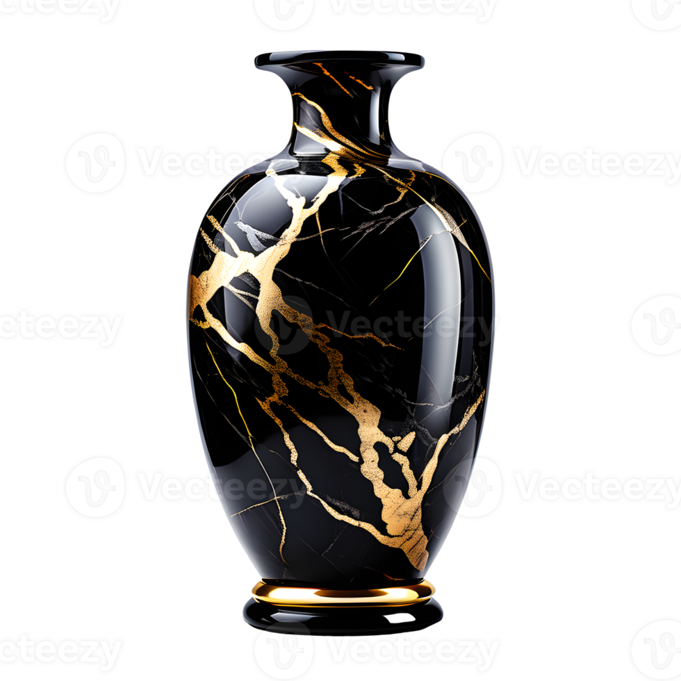AI generated Glossy Marble Vase Isolated on Transparent Background png